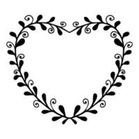 doodle moldura de coração elegante, monograma de borda em estilo doodle isolado no fundo branco. ilustração vetorial vetor