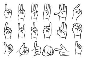 coleção de vetores de design de linha de gesto de mão