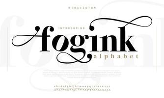 alfabeto de fonte de moda abstrata fogink. fontes urbanas modernas mínimas para logotipo, marca etc. tipografia maiúsculas minúsculas e números. ilustração vetorial vetor