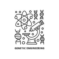grupo de ícones de engenharia genética de contorno doodle. vetor
