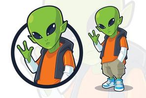 pequeno alienígena verde vetor