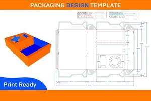 caixa personalizada com modelo dieline de janela e design de caixa 3d design de caixa e caixa 3d vetor