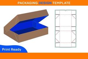 Modelo de design de embalagem e dieline de 6 caixas de canto e design de caixa de arquivo vetorial 3d e caixa 3d vetor