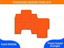 modelo dieline de caixa cosmética de final de dobra redimensionável e editável e caixa de renderização 3D vetor