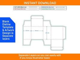 modelo dieline de caixa cosmética de final de dobra redimensionável e editável e caixa de renderização 3D vetor