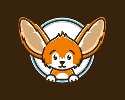 mascote bonito fennec fox orelha retrato animal desenho animado criança engraçada crianças personagem ilustração vetor