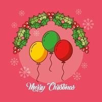 cartão de feliz natal com balões vetor