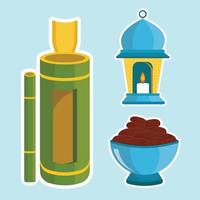 coleções de elementos islâmicos do ramadã em ilustração plana vetor