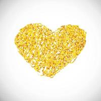 coração de glitter dourado desenhado à mão. símbolo do amor. ilustração vetorial vetor