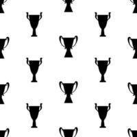 padrão sem emenda da taça do troféu vencedor. textura de silhueta simples preta. prêmio do campeonato para o primeiro lugar. ilustração vetorial. vetor