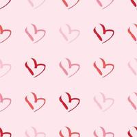 padrão perfeito com corações desenhados à mão. doodle grunge corações vermelhos no fundo rosa. ilustração vetorial. vetor