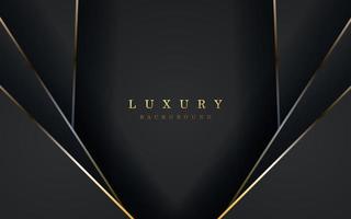 fundo de camadas de sobreposição de linha de ouro preto abstrato luxuoso. vetor eps10