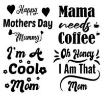 pacote de design de camiseta do dia das mães pacote de citações de letras do dia das mães vetor