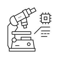 pesquisando ilustração vetorial de ícone de linha de fabricação de semicondutores de microscópio vetor