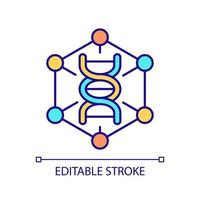 pesquisa genética com ícone de cor rgb de tecnologia digital. tecnologia inovadora de cuidados de saúde. desenvolvimento de medicamentos. ilustração vetorial isolada. desenho de linha preenchida simples. traço editável vetor