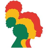 vetor mulher africana, americana com cabelo encaracolado. mão desenhar afro mês de história de silhouette.black penteado feminino. história afro-americana.