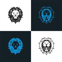 cabeças de leões como ícones azuis e pretos vetor
