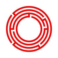 círculo labirinto labirinto vermelho em uma ilustração vetorial de fundo branco. ícone de símbolo de logotipo abstrato. vetor