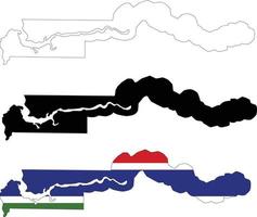 mapa da bandeira da Gâmbia. mapa de contorno do sinal de Gâmbia. ícone do mapa de Gâmbia. estilo plano. vetor