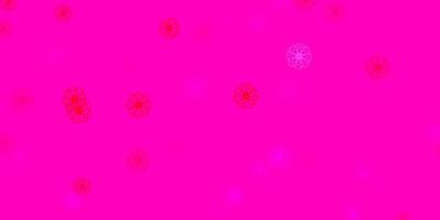modelo de doodle de vetor rosa claro com flores.