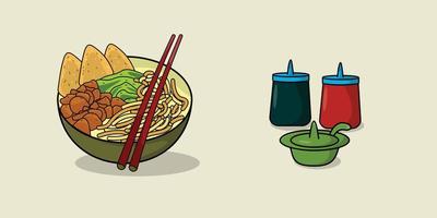 vetor de design de ramen, inspiração de design de comida asiática