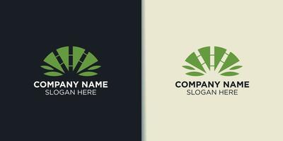 vetor de logotipo de lótus e bambu, inspiração de logotipo de natureza