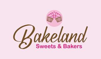 logotipo da padaria em estilo plano, design de logotipo de padaria simples com cupcakes vetor