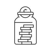 moeda coletar na ilustração vetorial de ícone de linha de garrafa vetor