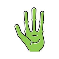 mão alienígena com ilustração vetorial de ícone de cor de quatro dedos vetor