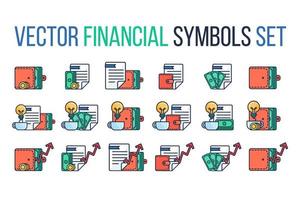 conjunto de símbolos financeiros vetor