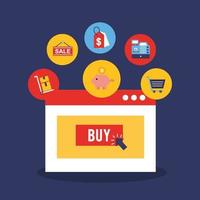 página da web com tecnologia de compras online vetor