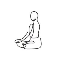 desenho de linha abstrato de ioga. um minimalismo contínuo e desenhado à mão, ilustração vetorial pessoa fazendo bem-estar espiritual