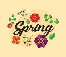 Olá pôster primavera com decoração floral vetor