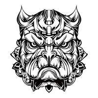 desenho de contorno de silhueta bulldog com raiva vetor