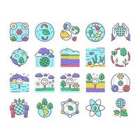 conjunto de ícones de coleção de ambiente de ecossistema vetor
