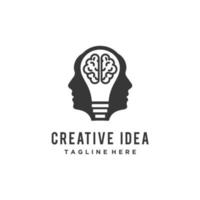 ideia criativa logotipo da lâmpada design de pessoas ideia de vetor sobreposição inteligente