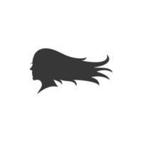 menina de beleza, inspiração de design de logotipo de silhueta de cabelo comprido de mulher vetor