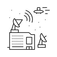 ilustração vetorial de ícone de linha de estação alienígena espacial vetor
