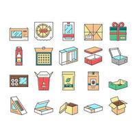 conjunto de ícones de coleção de recipiente de caixa de caixa vetor