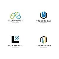 conjunto de ícones de logotipo de tecnologia vetor