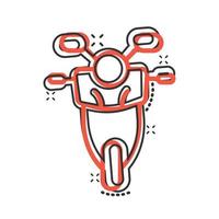 ícone de moto em estilo cômico. ilustração em vetor scooter dos desenhos animados no fundo branco isolado. conceito de negócio de efeito de respingo de veículo ciclomotor.