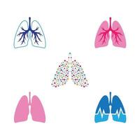 conjunto de design de imagens de logotipo de pulmão vetor