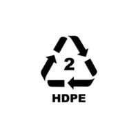 símbolo de código de reciclagem de plástico. símbolo de reciclagem hdpe para plástico, vetor de ícone plano simples