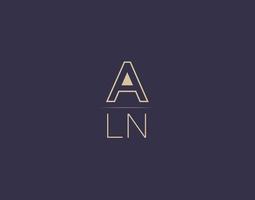 aln letter logo design moderno imagens vetoriais minimalistas vetor