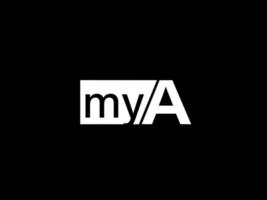 logotipo mya e arte vetorial de design gráfico, ícones isolados em fundo preto vetor