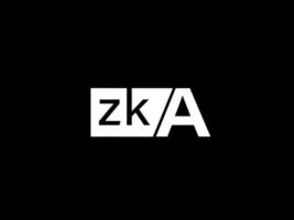 logotipo zka e arte vetorial de design gráfico, ícones isolados em fundo preto vetor