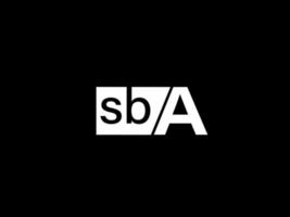 logotipo sba e arte vetorial de design gráfico, ícones isolados em fundo preto vetor