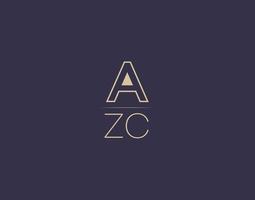 design de logotipo de carta azc imagens vetoriais minimalistas modernas vetor