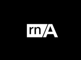 logotipo rna e arte vetorial de design gráfico, ícones isolados em fundo preto vetor