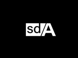 sda logotipo e arte vetorial de design gráfico, ícones isolados em fundo preto vetor